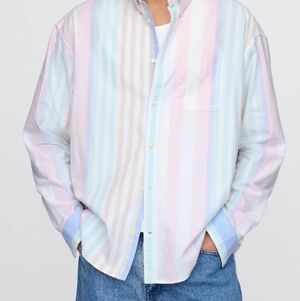 Gap Mens Big Oxford Pastel Striped Pastel Button Up XL